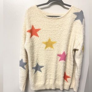 Cozy Multi-colored Star Studded Sweater (L)